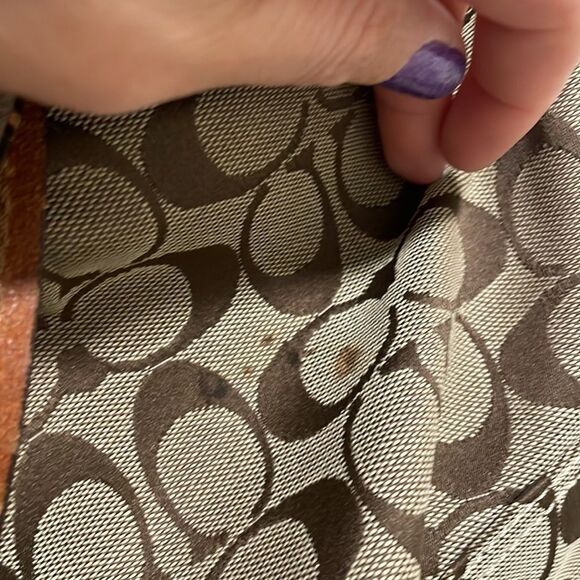 Coach woman’s brown canvas with twisted brown leather strap. - Picture 3 of 11